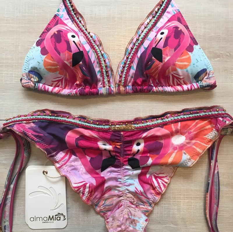 Alma Mia Pink Flamingo Bikini set