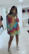 One Size Tie Dye Shirt Dress - Cover Up