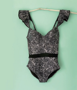 Leafy Ruffled Sleeves One Piece