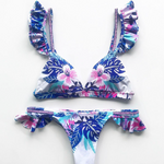 Tropical Blue Halter Bikini Set