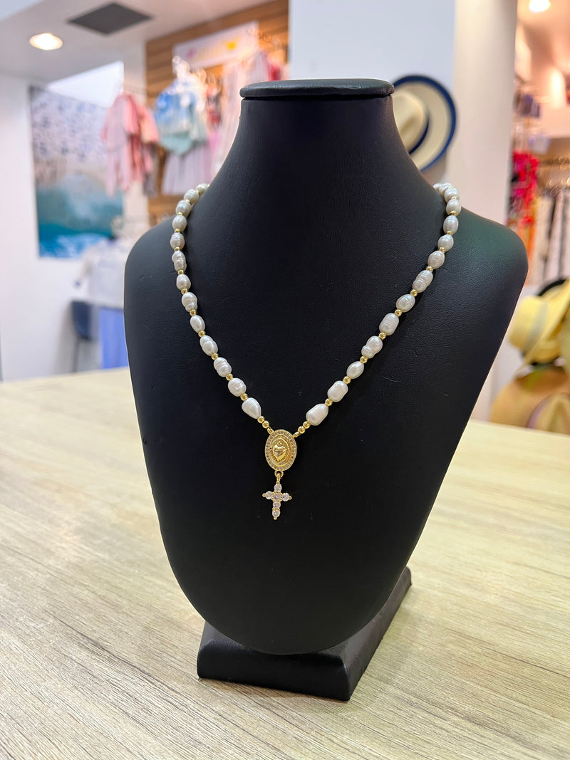 Pearl Cross Necklace