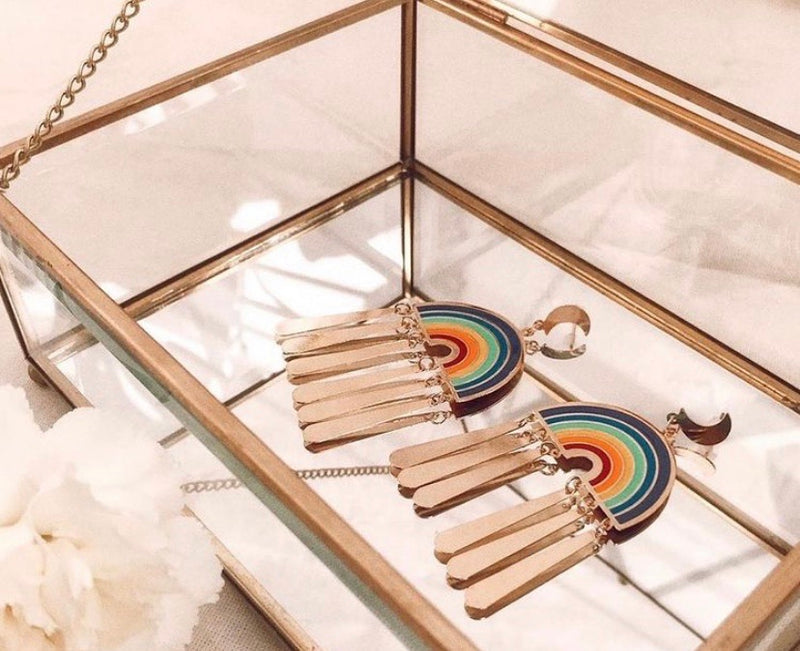 Rainbow chandelier earrings