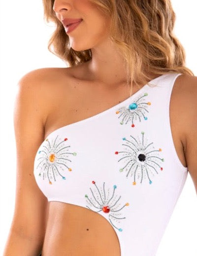 Embroidered Cut Out One Piece